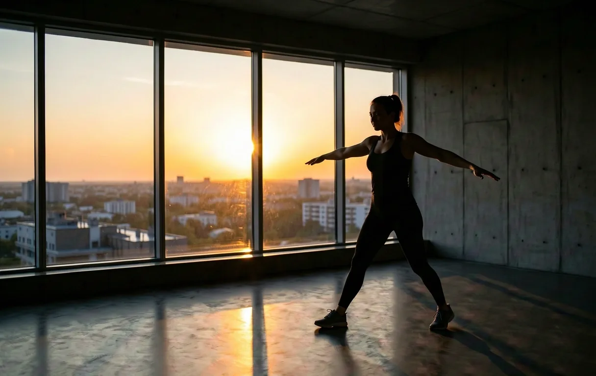 A serene movement in a minimalist space